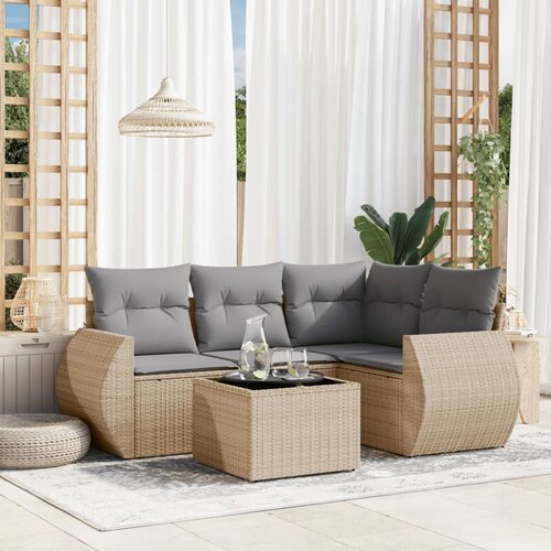 vidaXL 5-dijelni vrtni set sofa s jastucima bež od poliratana Cijene