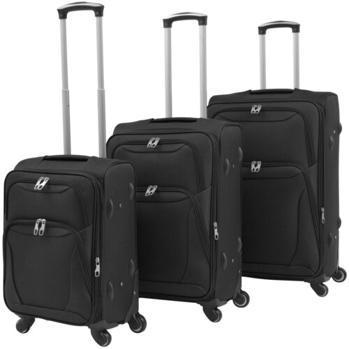 VidaXL 3-Dijelni set mekanih kofera crni Slike