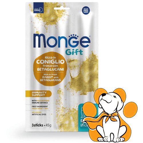 Monge Gift Immunity Support Dog Rabbit With Betaglucans 3x45g, Poslastice Za Pse Cene