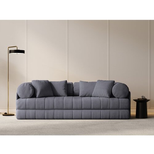 Cosmopolitan Design Temno siva raztegljiva sedežna garnitura iz tkanine boucl&amp;eacute; 206 cm Kemi &amp;ndash; Slike
