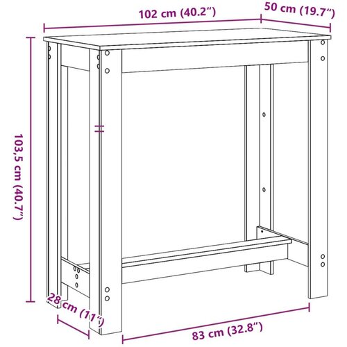 vidaXL Barski stol boja starog drva 102x50x103,5 cm konstruirano drvo Cijene