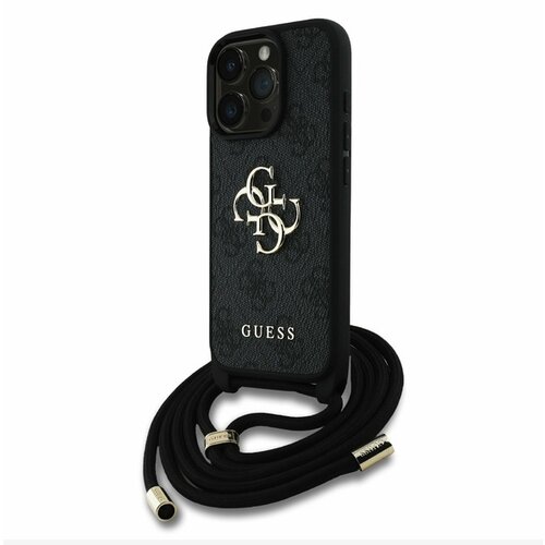 Guess PU 4G Metal Logo Crossbody Popruh Zadn&iacute; Kryt pro iPhone 16 Pro Black Ovitek za telefon Vijolična Cene