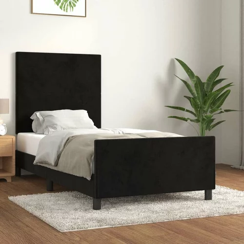  Okvir za krevet s uzglavljem crni 90x190 cm baršunasti