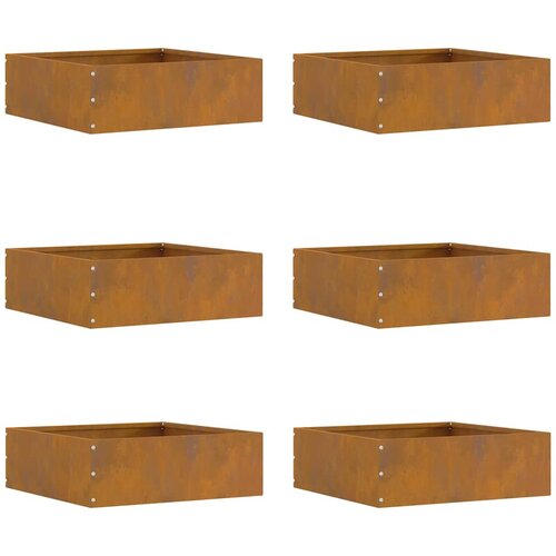 vidaXL Robovi trave 6 pcs Rjav 40 x 40 x 13 cm Vremensko odporno jeklo Cene