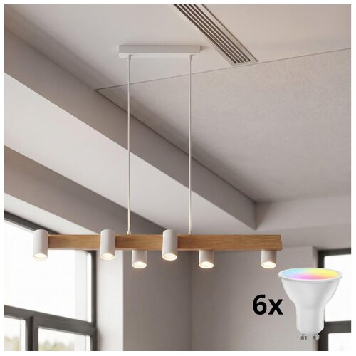 Brilagi LED RGBW Prigu&scaron;iva luster na sajli SELE 6xGU10/6,5W/230V bela/hrast Cene