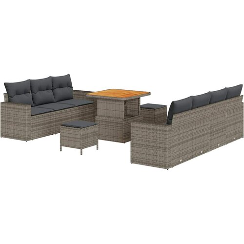 vidaXL Vrtna sedežna garnitura z blazino 10 pcs Siva 80 x 80 x 71 cm, (5000020653) Cene