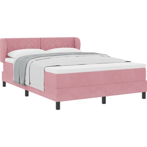 vidaXL Box Spring Postelja s Blazino Roza 140x190 cm Žamet, (22051969) Cene