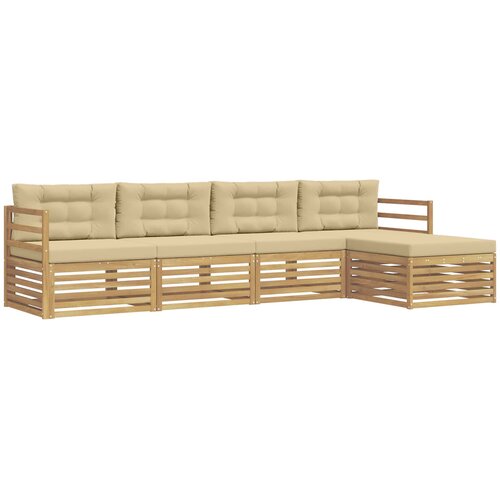 Set vanjskih sofa 5 kom. Bijela i bež Poliester Slike