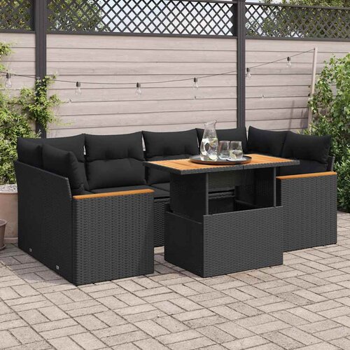  6-dijelni set vrtnih sofa s jastucima crni od poliratana bagrem Cijene