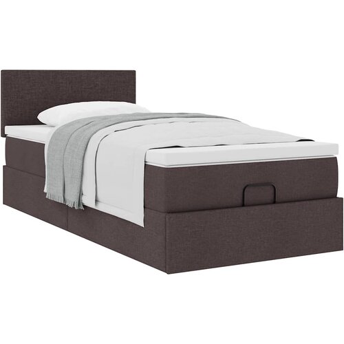 VidaXL Otomanski okvir kreveta s madraca tamnosmeđi 100x200cm tkanine Slike