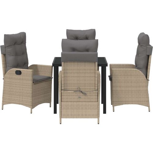 VidaXL Set od 5 Vrtnih Stolica s Jastučićima Bež Poli Rattan Slike