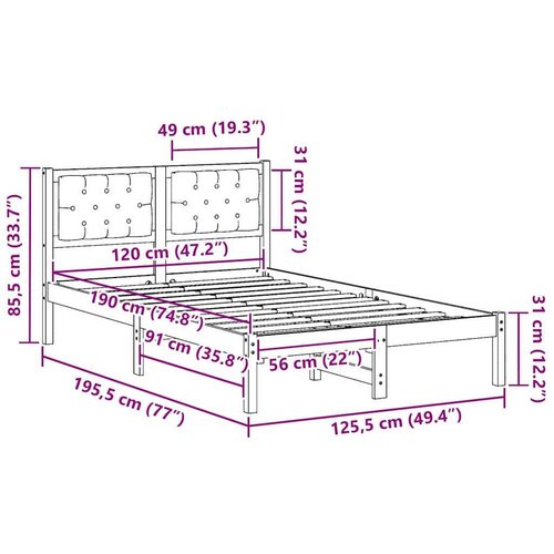  Okvir za krevet s uzglavljem Crna 120 x 190 cm tkanina Slike