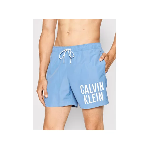 Calvin Klein Swimwear Kopalne hlače Medium Drawstring KM0KM00701 Modra Regular Fit