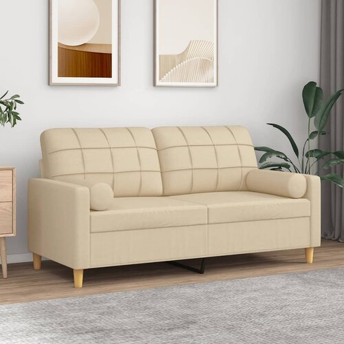 vidaXL Dvosjed s ukrasnim jastucima krem 140 cm od tkanine Cijene