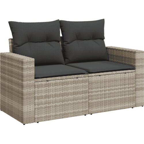  9-dijelni set vrtnih sofa od poliratana s jastucima svjetlosivi Siva Slike