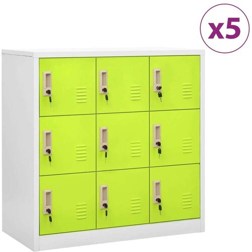 VidaXL Ormarići s ključem 5 kom svjetlosivi/zeleni 90x45x92,5 cm čelik Slike