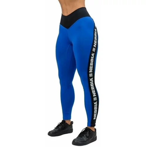 NEBBIA High Waisted Side Stripe Leggings Iconic Blue M Fitness hlače