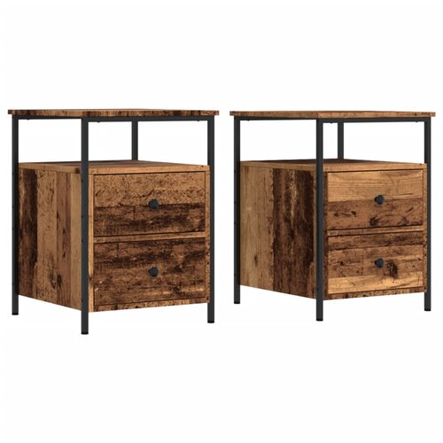 Maison Chic Dvo delni komplet Nočne omarice - Nočne mize starinski les 44x45x60 cm inženirski les, (21687806) Slike