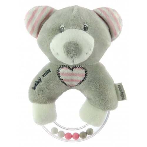 Pli&amp;scaron; zvečka medo grey&amp;amp;pink Slike