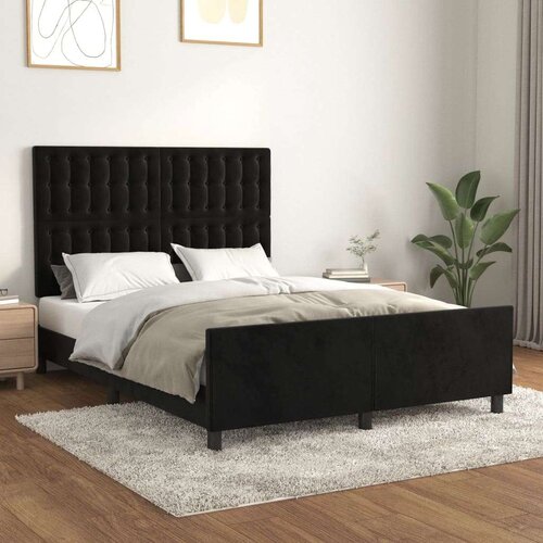  Posteljni okvir z vzglavjem črn 140x200 cm žamet, (20906644) Slike