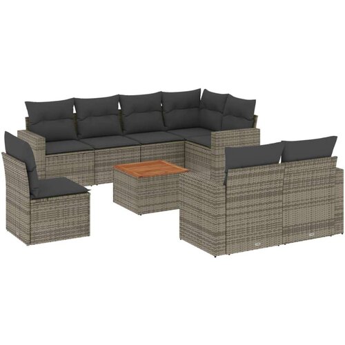 vidaXL 9-dijelni set vrtnih sofa od poliratana s jastucima sivi Cijene