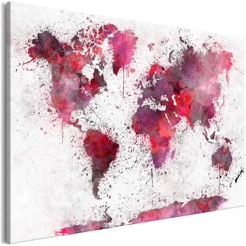  Slika - World Map: Red Watercolors (1 Part) Wide 90x60