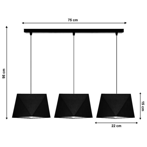  Luster na sajli DIAMENT 3xE27/60W/230V crna Slike