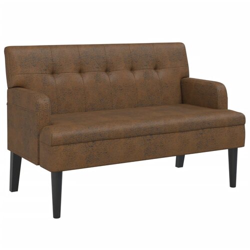  Klupa s naslonom smeđa 112 x 65,5 x 75 cm umjetna bru&amp;scaron;ena koža Slike
