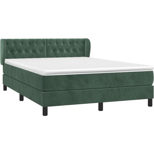 VidaXL Krevet s oprugama i madracem tamnozeleni 140x190 cm bar&amp;scaron;unasti Slike