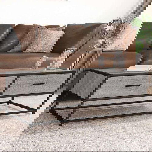 vidaXL Stolić za kavu siva boja hrasta 100x50x35 cm od drva i metala Cijene