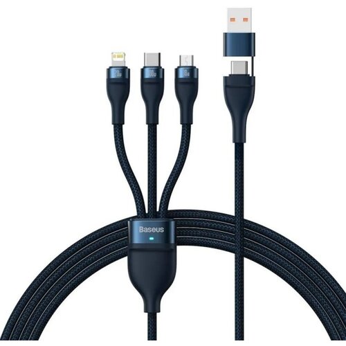 Baseus USB kabel 3u1 Flash Series II USB A to Micro + Lightning 8-pin + Type C 100W 1.2m plavi Cene
