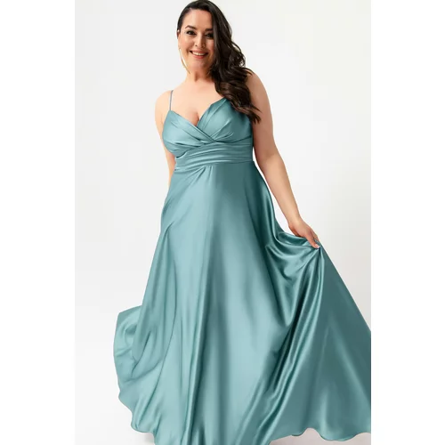 Lafaba Plus Size Evening Dress - Green - Basic