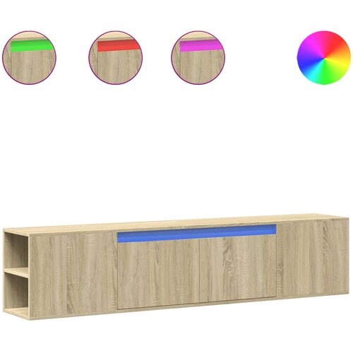 Maison Chic Stenska TV omarica - TV stojalo - Televizijska omarica z LED lučkami sonoma hrast 180x31x39,5 cm, (21700012) Slike