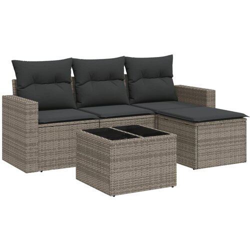 Maison Chic Seti vrtnega pohi&amp;scaron;tva - Vrtna garnitura - Vrtni pohi&amp;scaron;tvo set 5-delna z blazinami siv poli ratan, (21820582) Slike