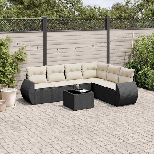  7-dijelni set vrtnih sofa od poliratana s jastucima smeđi Slike