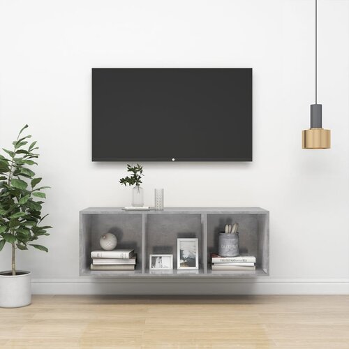 VidaXL Stenska TV omarica betonsko siva 37x37x107 cm iverna plo&amp;scaron;ča Slike