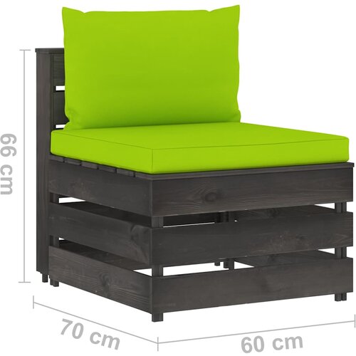  Modularna srednja sofa s jastucima od sivo impregniranog drva Zelena Slike