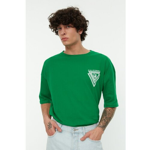 Trendyol Green Men's Oversize Short Sleeve Printed T-Shirt Slike