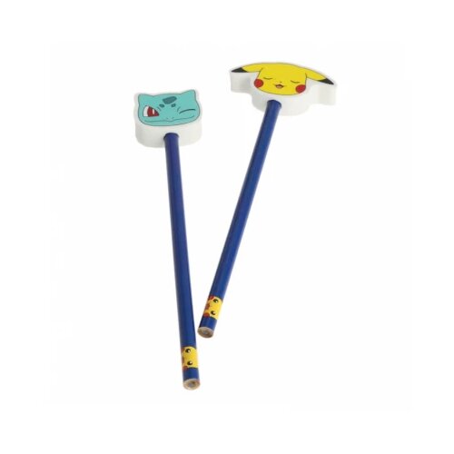 LA PLUME DOREE Pokemon - Pikachu & Bulbasaur - 2 Pencils With Eraser Cene
