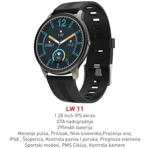 Smart Watch LW11 (silikonska narukvica) crna pametni sat Slike