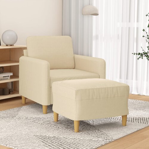  Fotelja s tabureom krem 60 cm od tkanine Krema Slike