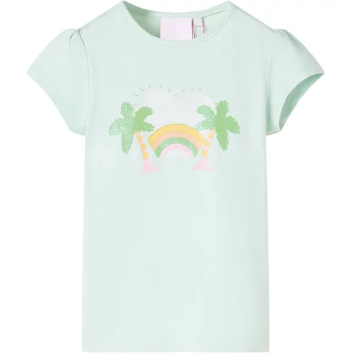 vidaXL Otroška majica s kratkimi rokavi z mavrico in palmami svetlo mint 104