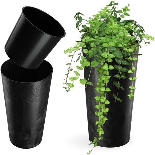 KADAX cvetlični lonec 26 cm pokrov z vložkom plastični cvetlični lonec črne barve, (5000346428) Cene
