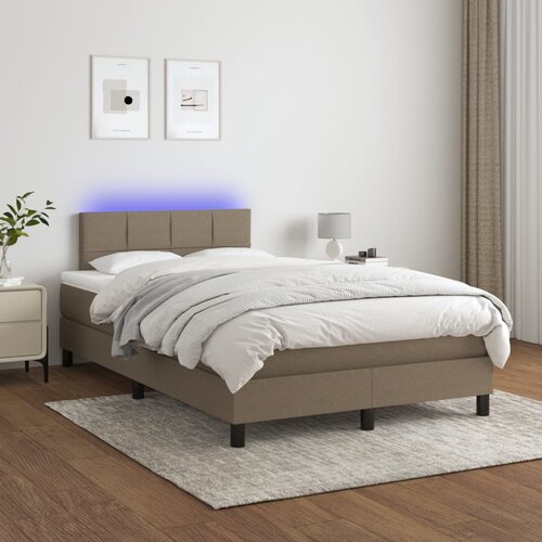  box spring s madracem LED smeđesivi 120 x 200 cm tkanina Cijene