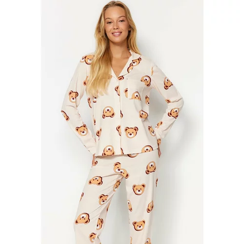 Trendyol Pajama Set - Ecru - Animal print