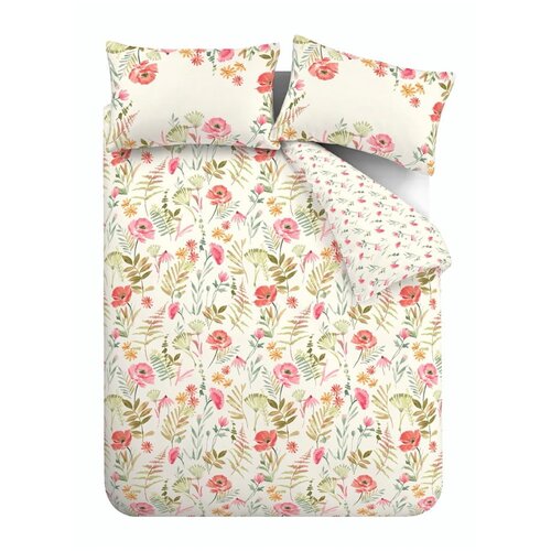 Catherine Lansfield Kremno bela enojna posteljnina 135x200 cm Ella Poppy – Cene