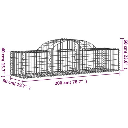  Lučne gabionske ko&amp;scaron;are 14 kom 200x50x40/60 cm pocinčano željezo Slike