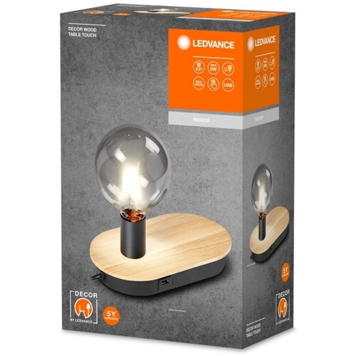 Ledvance Dodirna stona lampa sa USB konektorom DECOR WOOD 1xE27/8W/230V Slike