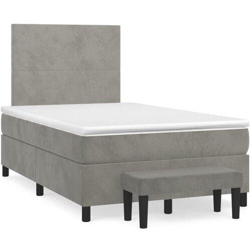 VidaXL Box spring postelja z vzmetnico svetlo siva 120x190 cm žamet Slike