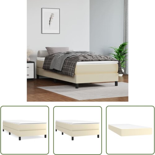 The Living Store Box spring postelja z vzmetnico krem 100x200 cm umetno usnje - Box Spring Postelja, (21737265) Cene